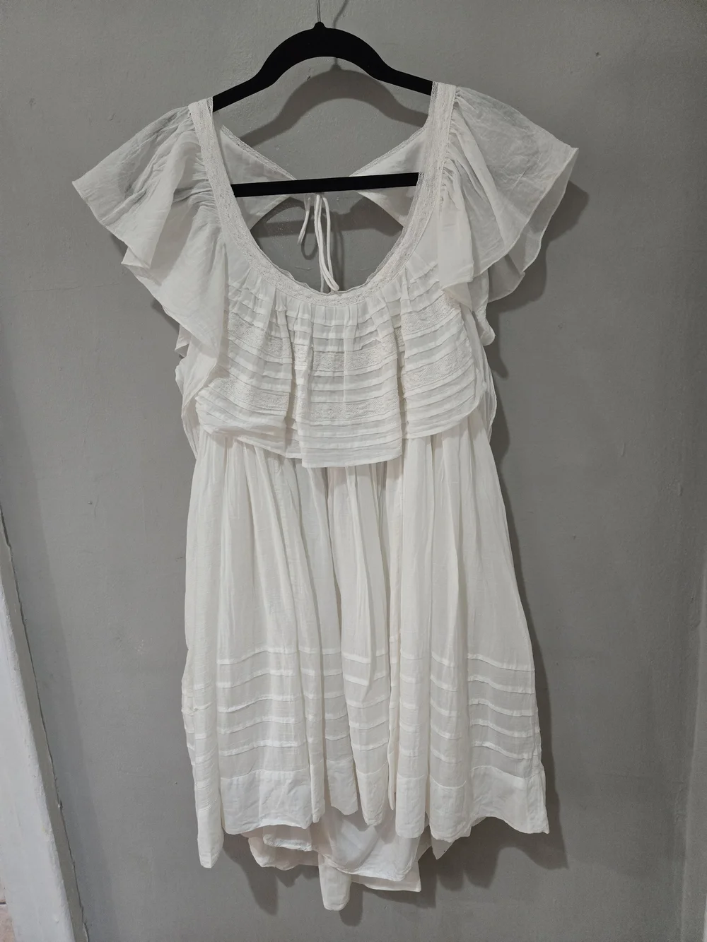 Free People Cream Ruffle Tiered Boho Dress - Picture 1 of 5